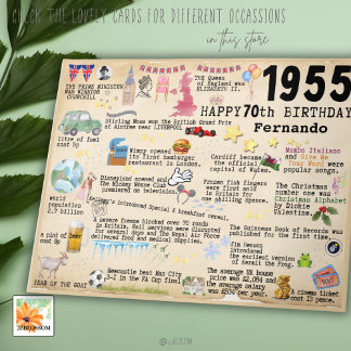 Cartão De Agradecimento 70 Birthday Milestone Birthday Card 1955 fatos