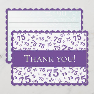 Cartão De Agradecimento 75 "Obrigado!" Padrão de Número Roxo/Branco