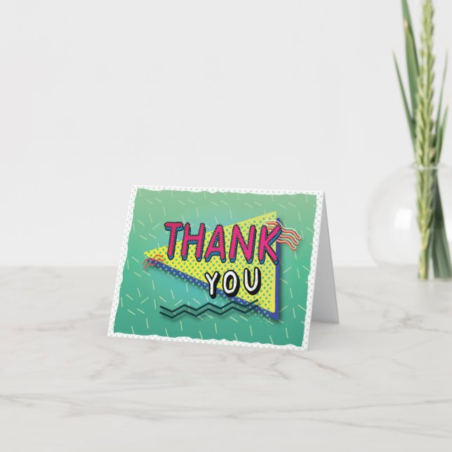 Cartão De Agradecimento 90's PARTY Theme Pattern Thank You Card (Frente)