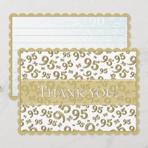 Cartão De Agradecimento 95 "Obrigado!" Padrão de Número Dourado/Branco