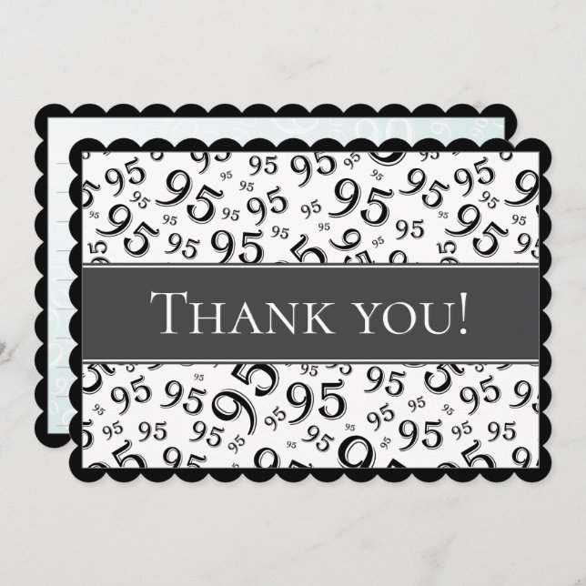 Cartão De Agradecimento 95 "Thank you!" Black/White Number Pattern (Frente/Verso)