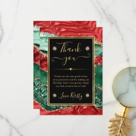 Cartão De Agradecimento Aгата de Natal em Mármore & Brilho Dourado de Aniv