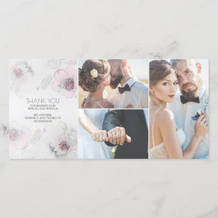 Cartão De Agradecimento A aguarela Boho floral empluma-se o casamento