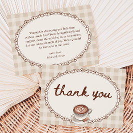 Cartão De Agradecimento A Baby is Brewing Gingham Coffee Baby Shower