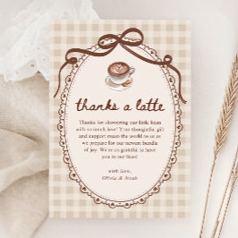 Cartão De Agradecimento A Baby is Brewing Gingham Coffee Baby Shower 