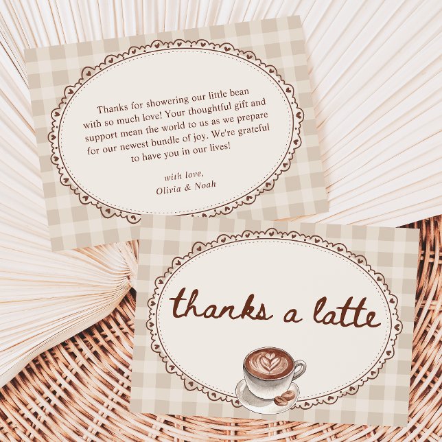 Cartão De Agradecimento A Baby is Brewing Gingham Coffee Baby Shower (Criador carregado)