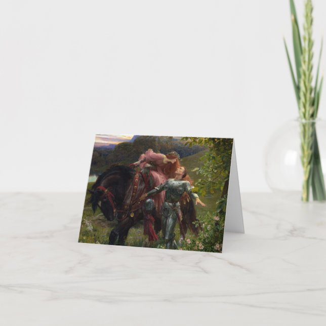 Cartão De Agradecimento A bela senhora sem Compaixão de Frank Dicksee (Frente)