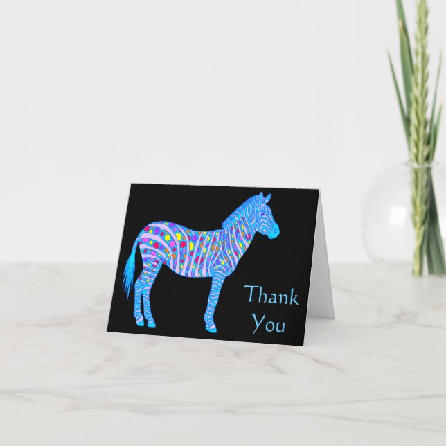 Cartão De Agradecimento A Blue Zebra Dots Stripes Thank You Blank Inside (Frente)