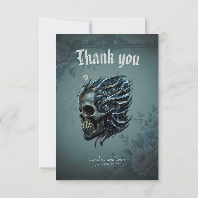 Cartão De Agradecimento A Chama da Vida: Um Design de Caveira. (Frente)