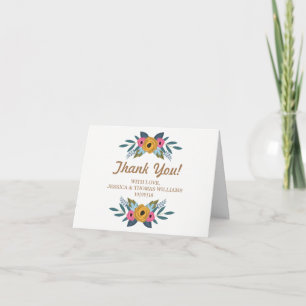 Cartão De Agradecimento A Coleção de Casamentos Brancos Floral Wreath