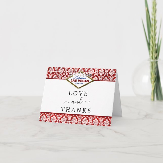 Cartão De Agradecimento A Coleção de Casamentos de Las Vegas do Damask Gli (Frente)