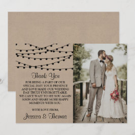 Cartão De Agradecimento A Coleção de Casamentos Rustic Kraft String Lights