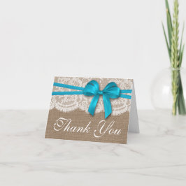 Cartão De Agradecimento A Coleção de Noivas Rustic Blue Bow