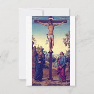 Cartão De Agradecimento A Crucificação com a Virgem por Pietro Perugino