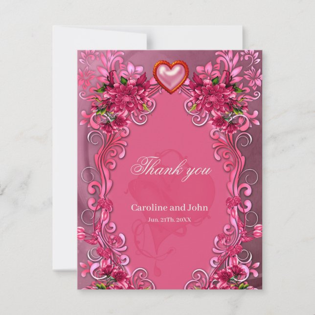 Cartão De Agradecimento A elegância das flores rosa (Frente)