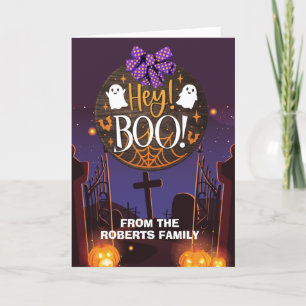 Cartão De Agradecimento A família de saudações de Halloween...ei boo card