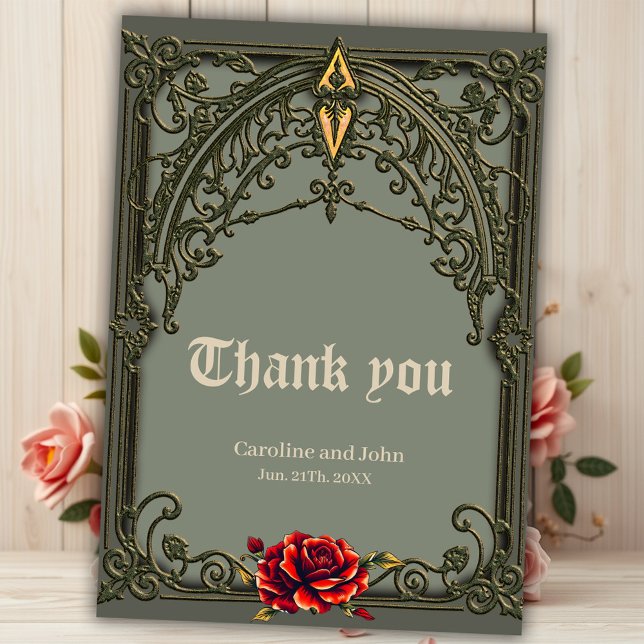 Cartão De Agradecimento A flor vermelha, a flor da afeição (Criador carregado)