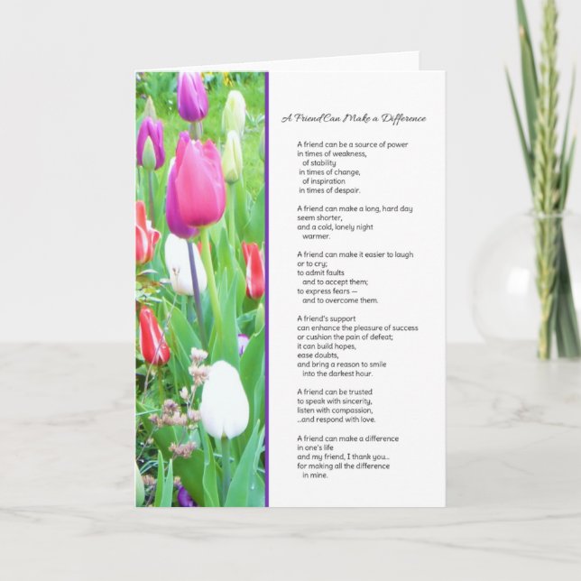 Cartão De Agradecimento A Friend Can Make a Difference... (Frente)