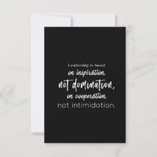 Cartão De Agradecimento a liderança é baseada na inspiração e não no domín
