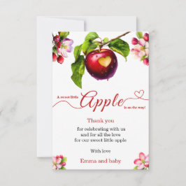 Cartão De Agradecimento A Little Apple Is On The Way | Fall Baby Shower 