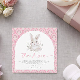 Cartão De Agradecimento A Little Bunny Pink Rainbow Baby Shower 