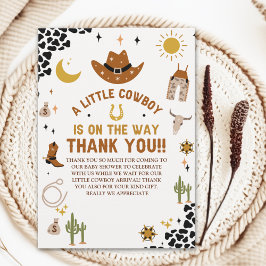 Cartão De Agradecimento A Little Cowboy Is on The Way Cute Baby Shower