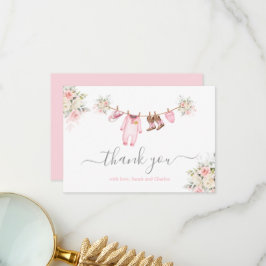 Cartão De Agradecimento A little Cowgirl Baby Shower Pink Thank You Card