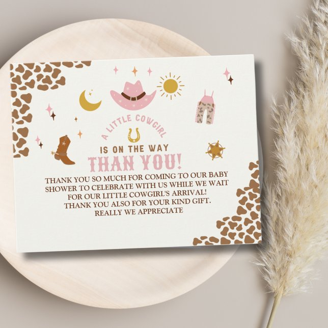 Cartão De Agradecimento A Little Cowgirl Is on The Way Cute Baby Shower (Criador carregado)
