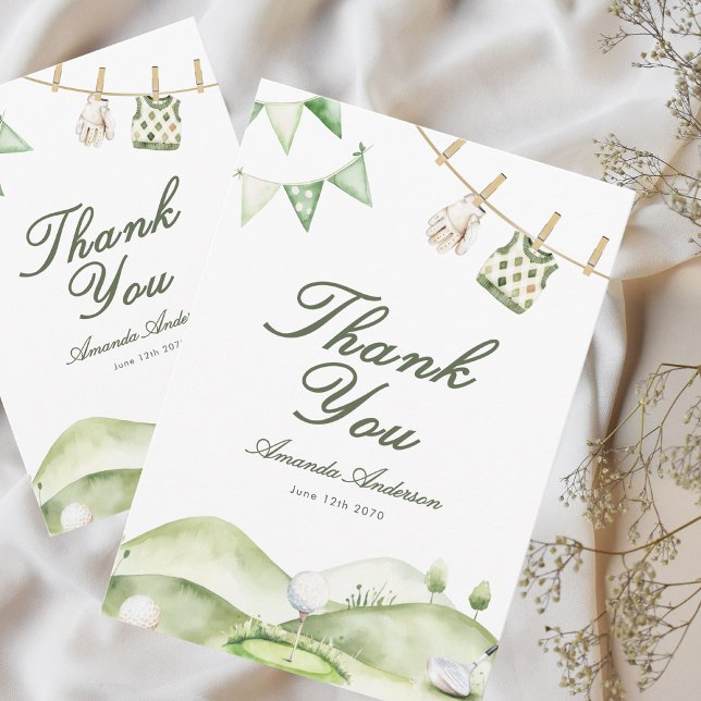 Cartão De Agradecimento A Little Putter Is On The Way Boy Baby Shower  (Criador carregado)