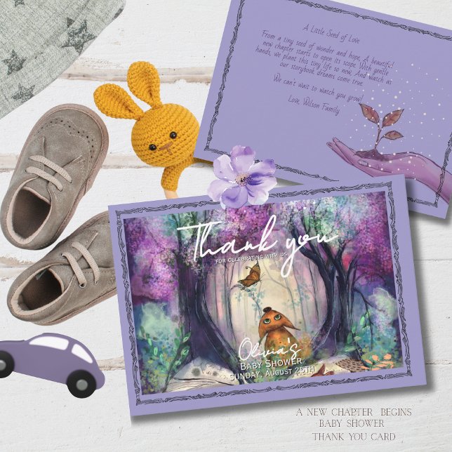 Cartão De Agradecimento A Little Seed of Love Storybook Baby shower (A Little Seed of Love Storybook Baby shower Thank You Card)
