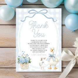 Cartão De Agradecimento A Little Silly Goose Blue Bow Floral Baby Shower