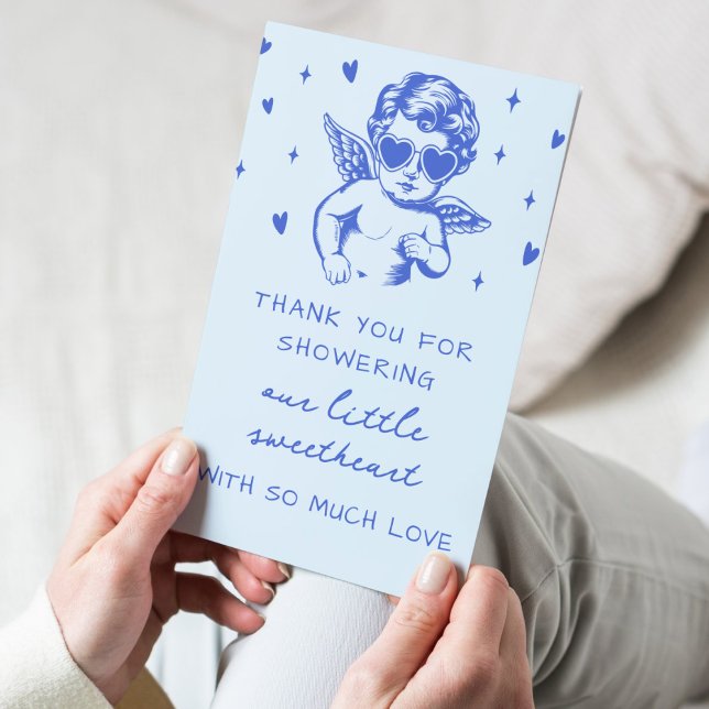 Cartão De Agradecimento A Little Sweetheart Valentines Boy Baby Shower (Criador carregado)