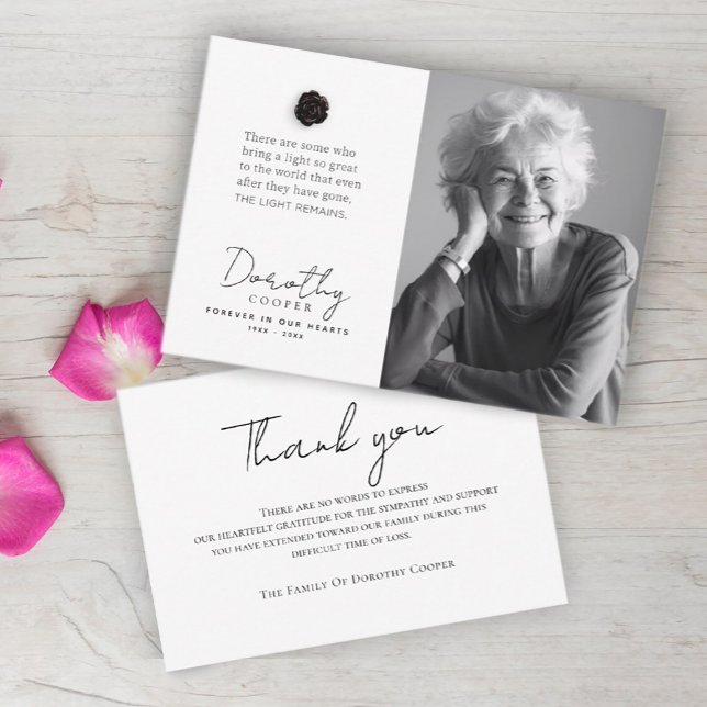 Cartão De Agradecimento A Luz Permanece | Foto personalizada do Rosa Memor (Criador carregado)