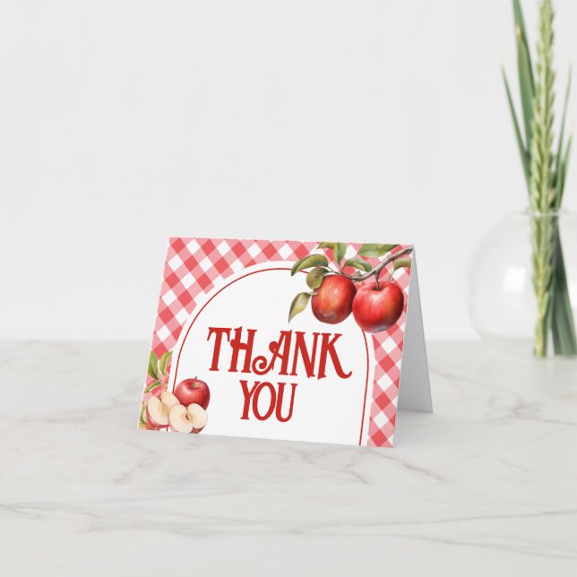 Cartão De Agradecimento A Maçã do Nosso Chá de fraldas (Frente)