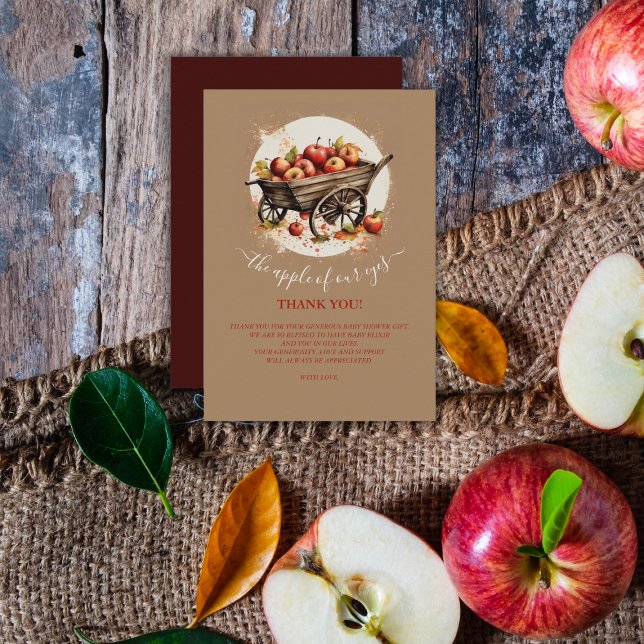 Cartão De Agradecimento A Maçã Do Nosso Chá de fraldas De Olhos (Criador carregado)