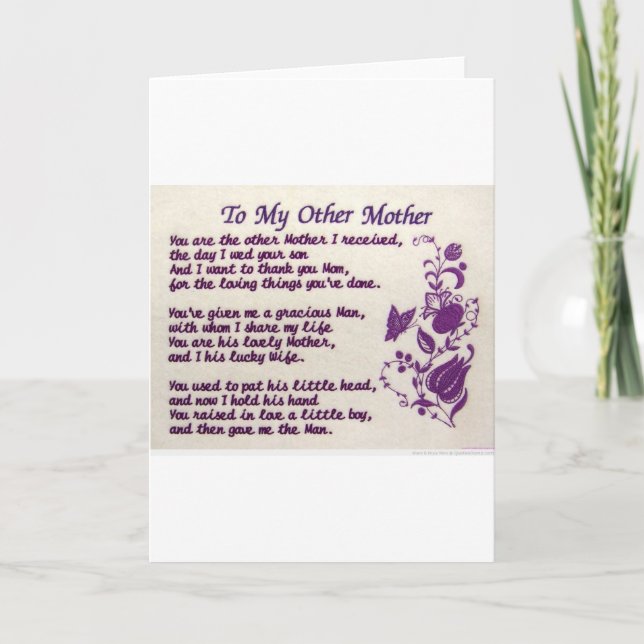 Cartão De Agradecimento À Minha Outra Mãe; Obrigado (Frente)