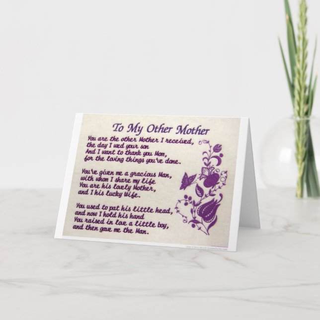 Cartão De Agradecimento À Minha Outra Mãe; Obrigado (Frente)
