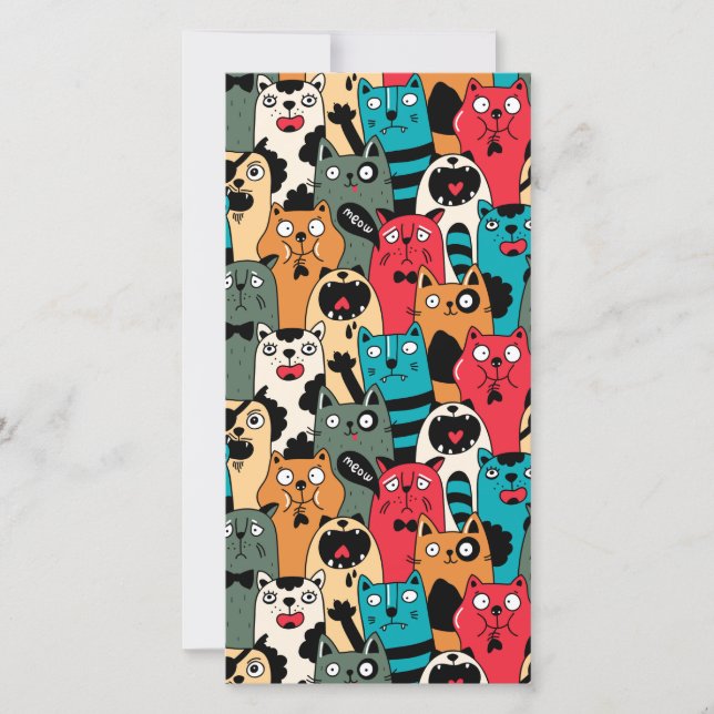 Cartão De Agradecimento A multidão de gatos (Frente)