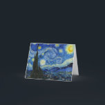 Cartão De Agradecimento A Noite Estrelada de Vincent van Gogh<br><div class="desc">A Noite Estrelada,  1889,  por Vincent van Gogh. Ele mostra a visão da janela voltada para leste da sua sala de asilo em Santo-Rémy-de-Provence,  logo antes do nascer do sol,  com a adição de uma vila imaginária.</div>