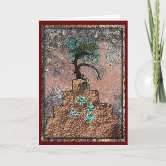 CARTÃO DE AGRADECIMENTO À NOITE, OS DRAGONFLIES JOGAM NO TOPO DA MONTANHA (Frente)