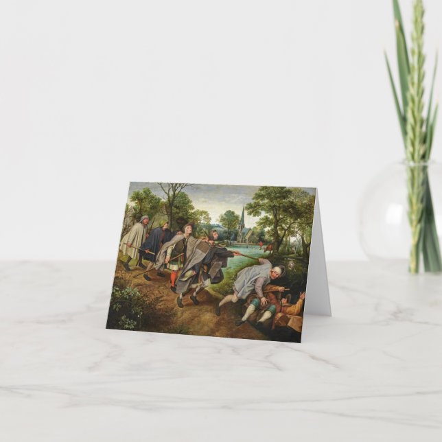 Cartão De Agradecimento A Parábola da Cega Liderando a Cega (Frente)