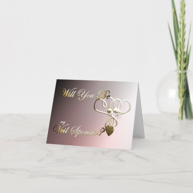 Cartão De Agradecimento A proposta de casamento do patrocinador do véu con (Frente)