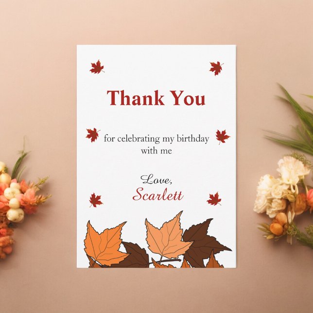 Cartão De Agradecimento A queda elegante deixa um primeiro aniversario de  (Criador carregado)