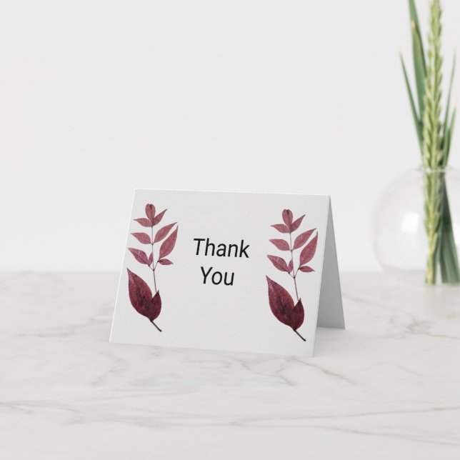 Cartão De Agradecimento A Queda Seca Vermelha Deixa Obrigado (Frente)