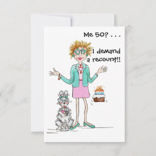 Cartão De Agradecimento A senhora de cabelo vermelho faz 50 anos e protest