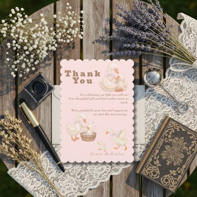Cartão De Agradecimento A Silly Goose Pink Baby shower (A Silly Goose Pink Baby shower Thank You Card)