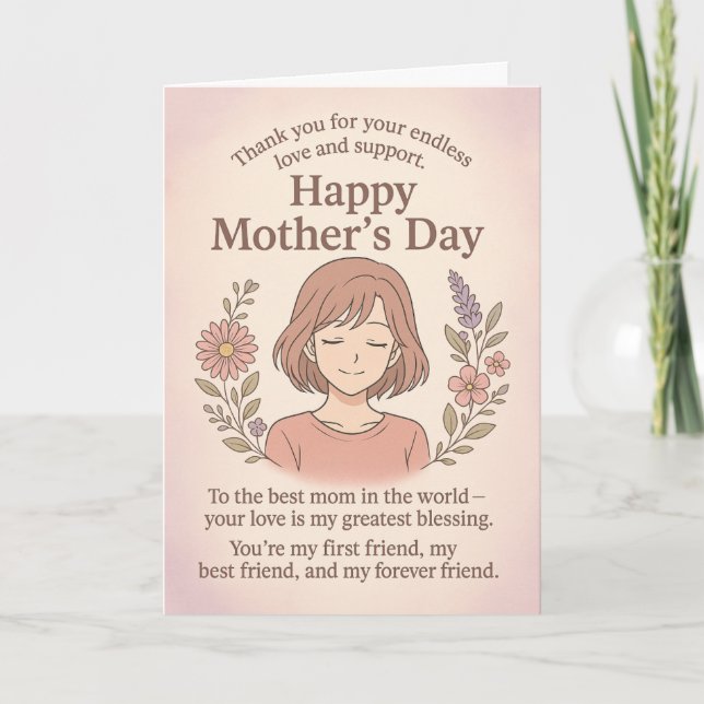 Cartão De Agradecimento A sweet Mother's Day greeting card - thank you to  (Frente)