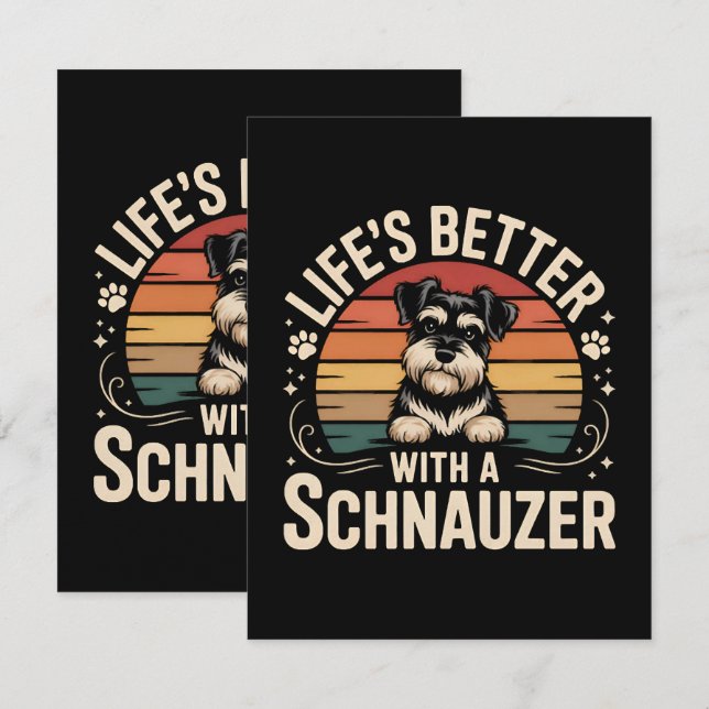 Cartão De Agradecimento A Vida é Melhor Com Um Schnauzer (Frente/Verso)