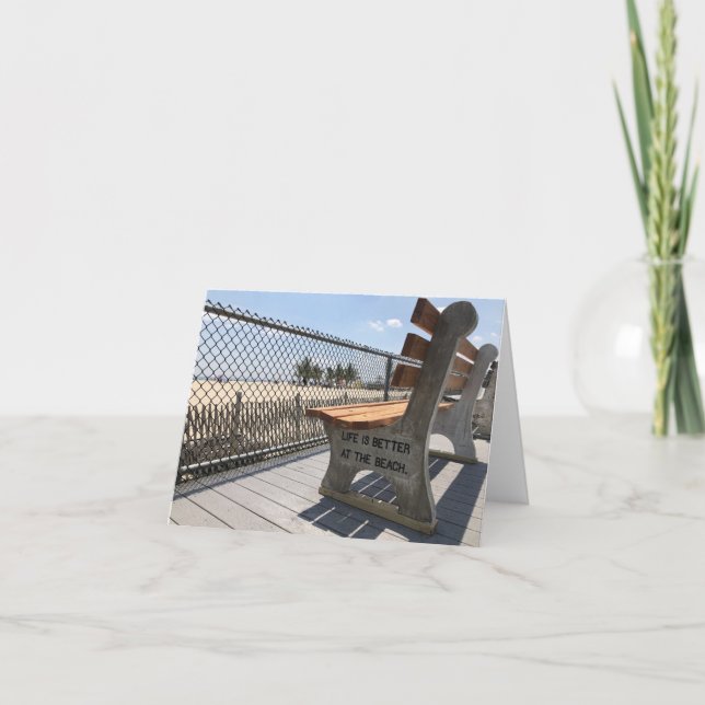 Cartão De Agradecimento A vida é melhor no banco da praia (Frente)