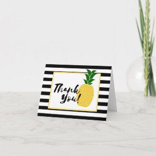 Cartão De Agradecimento Abacaxi Amarelo Elegante Obrigado